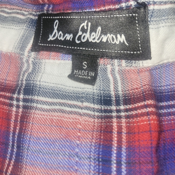 Sam Edelman Red and White Plaid Button Up Shirt S - Picture 8 of 8